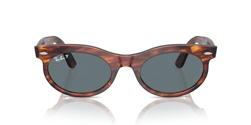 Ray-Ban RB2242 Wayfarer Oval Sunglasses, Striped Havana/Dark Blue Polarized, 50 mm - image 1