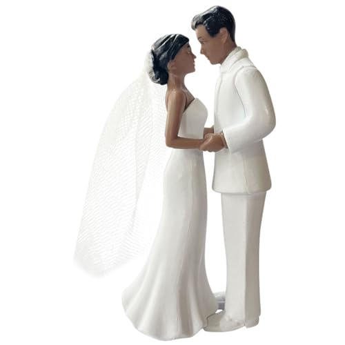 Décoration de gâteau de mariage blanche en résine sculptée, figurines de couple haut de gamme