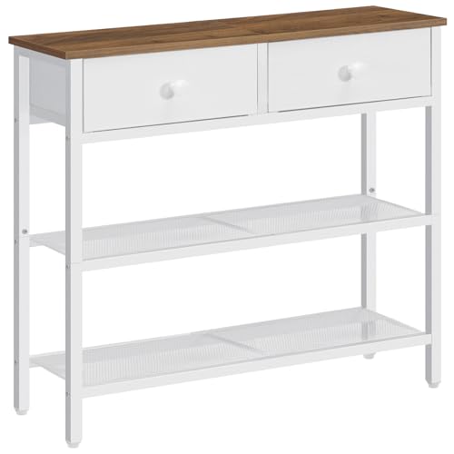 HOOBRO Narrow Console Table with Storage Shelves