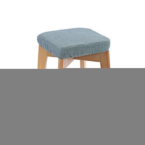 Taburete de tocador cuadrado con patas de madera y funda de lino 5