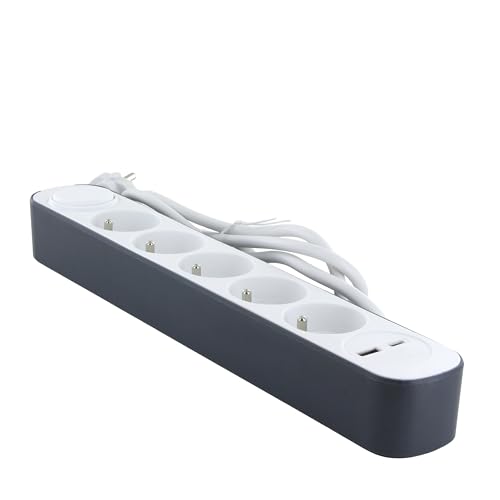 CHACON Bloc multiprise 5 prises avec 2 ports USB et câble 1 5 HO5VV F 3x1 5 mm² et Lot de 2 - vue 5