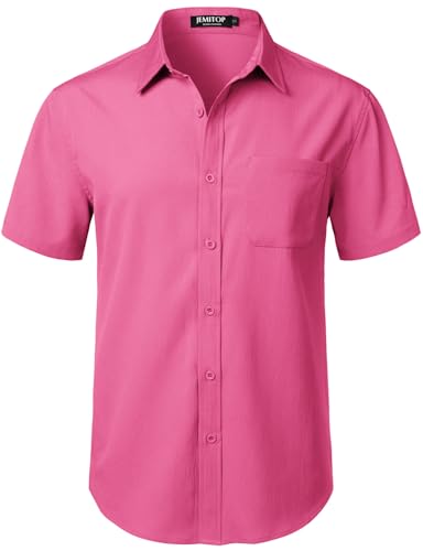 Image of JEMITOP Mens Stretch Wrinkle Free Texture Shirts