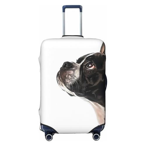 Black And White Boston Terrier Travel Luggage Covers - Elasticity Suitcase Covers Protector for Luggage 18-32 Inch