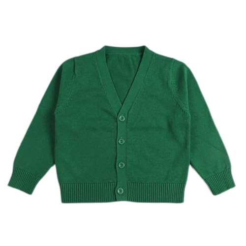 Image of HAOLUKI Baby Boys Girls Button Closure Cardigan Toddler Cotton Knit Sweater Solid Color V-Neck Cardigan School Uniforms