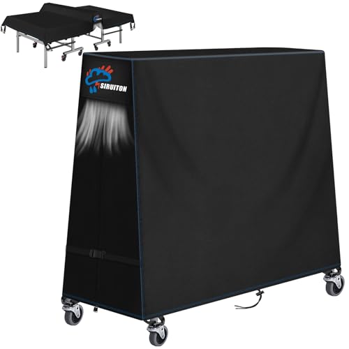 SIRUITON Housse de table de tennis de table Compatible avec les tables pliantes et fixes, résistance élevée, imperméable et respirable en 420D, protection...