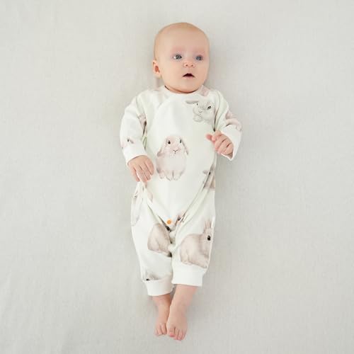 100% Organic Cotton Soft 0-6 Months 2-Piece Baby Romper Jumpsuits for Boys and Girls Unisex Long Sleeve2