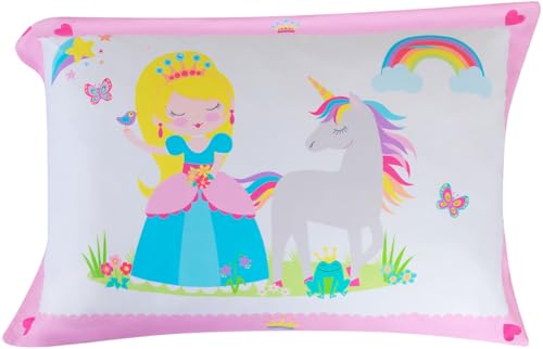 Image of Todays Kids Princess 2-Piece Toddler Sheet Set - Breathable 100% Soft Brushed Microfiber Polyester, Standard Size Toddler Bed Sheets, Gentle on Delicate Skin, Fitted Princess Bedding & Pillowcase Set