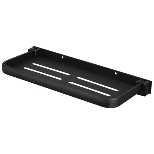 FONDOTIN Estante Plegable de Aluminio para Baño y Cocina Resistente Orificios de Drenaje Estante de Pared Multifuncional para Organizar Productos de Tocador y Cosméticos Acabado Negro Mate