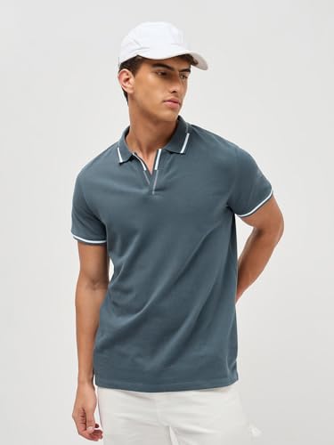 Image of Urbano Fashion Men's Solid Regular Fit Half Sleeve Cotton Polo T-Shirt