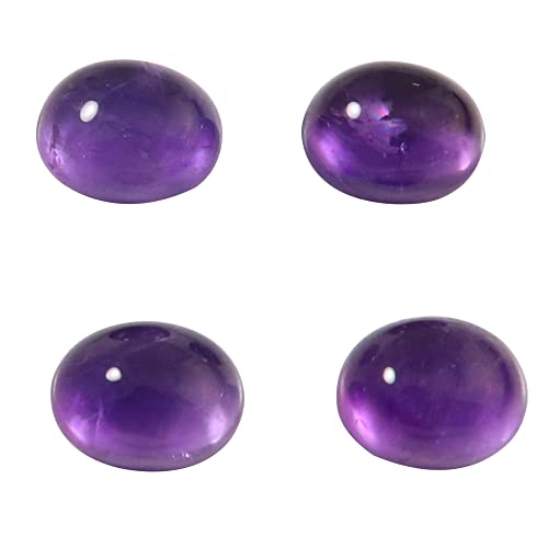 Gems&JewelsHub Amatista Natural Piedra Preciosa Cabujón 7x9 mm Forma Ovalada 4 Piezas Lote Al Por Mayor 10.2cts GTC-410 Cover
