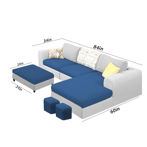 Image of Koza RHS 4 Seater L Shape Sofa Set with Center Table for Living Room (Blue Grey Fabric) Premium Fabric Sofa