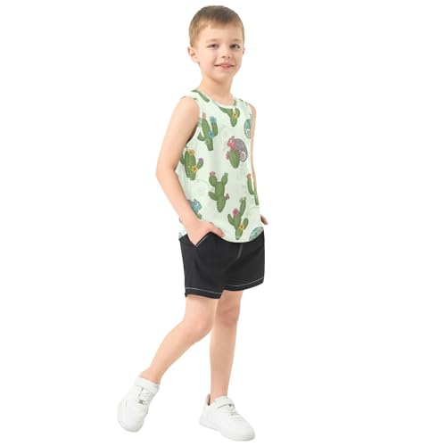 J JOYSAY Chameleon Cactus Green Boys Tank Top Sleeveless Muscle Shirts Quick Dry Sport Active Workout Kids T-Shirts 3-15T4