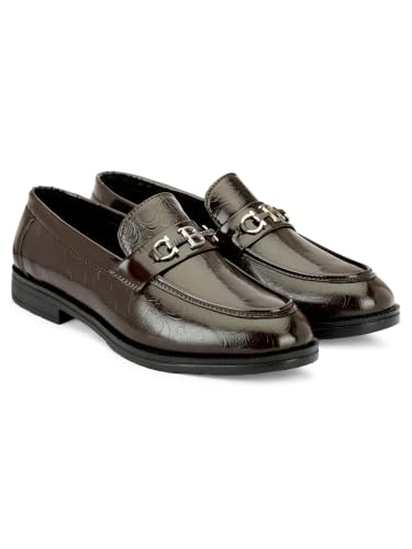 Image of Inklenzo Men's Loafer Black Faux Leather Wedding Slip-On Block Heel Fashion Casual Shoes