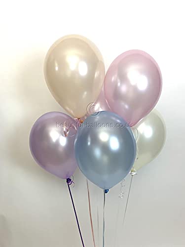 15 Pearlised Vintage Coloured Balloons (Helium Quality) With Curling Ribbon