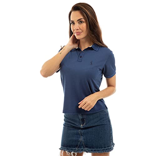 Camisa Polo Feminina em Viscose Manga Curta Conforto Casual (Azul+Azul, G)