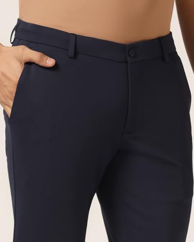 Image of Blackberrys Men's Blue Slim Fit Solid Regular Trousers