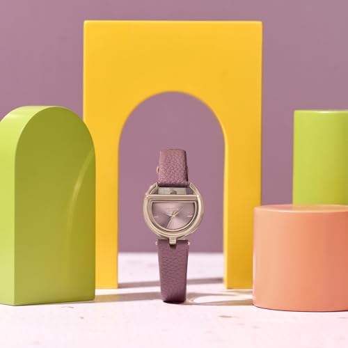 Image of Sonata Poze 8 Quartz Analog with Pink Dial Pink PU Leather Strap Watch for Women - SP80159WL01W