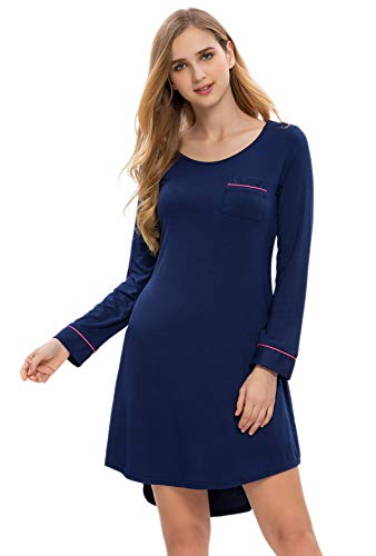 Bright Deer Chemise de Nuit à Manches Longues en Jersey Extensible pour Femme - Bleu - XX-Large
