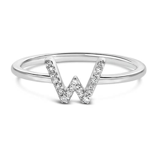 10K White Gold Diamond Accent Initial "W" Ring - Size 7