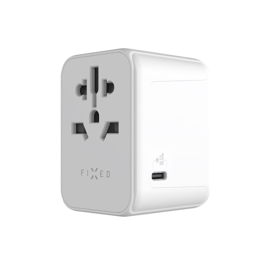 Fixed Voyager 30 - Caricatore da viaggio EU/UK/USA/OFF, PD 30 W, colore: Bianco