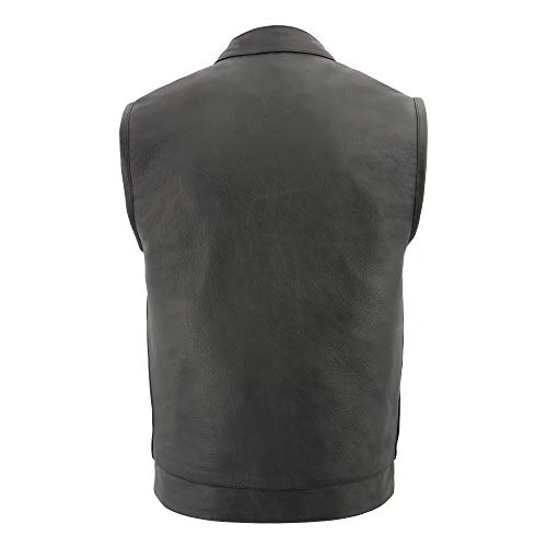Milwaukee Leather Men's LKM3713 Black Leather Dual Closure Club Style Vest w/External Quick Draw Pocket2