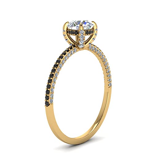 Image of Choose Your Gemstone Delicate Hidden Halo Diamond CZ Ring Yellow Gold Plated Round Shape Petite Engagement Rings Minimal Modern Design Birthday Gift Wedding Gift US Size 4 to 12