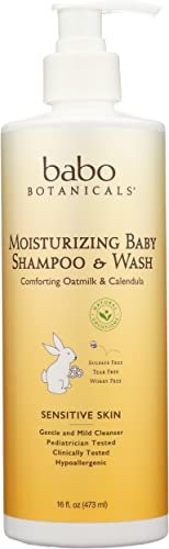 Image of BABO Botanicals Organic Moisturizing Shampoo and Wash for Babies, Plant Based, 16 Ounce (Pack of 1)