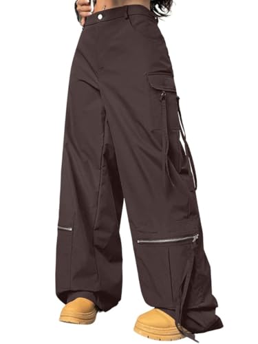 Image of GRECIILOOKS Cargo Pants for Woman | Trousers for Womans |High Waist Cotton Trouser Flared Parachute Pants with Side Pockets |Womens Cargo Pant | Elegant for College & Events (Available in Plus Size)