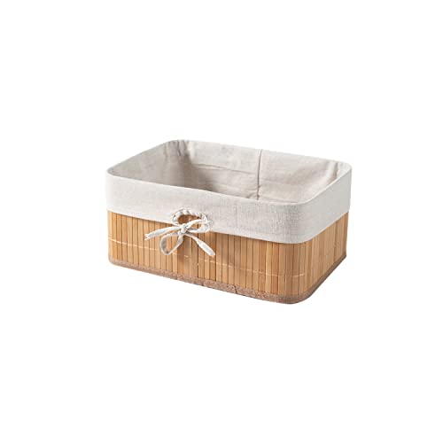 HomeStorie Eco-Friendly Foldable Natural Bamboo Rectangle Storage Basket Bins Organizer, 33 X 24 X 14 Cm, Pack Of 1 (Ar1543S)