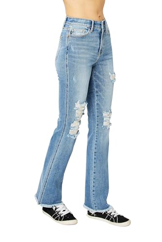 Judy Blue Women's High Waist Frayed Hem Bootcut Jeans4