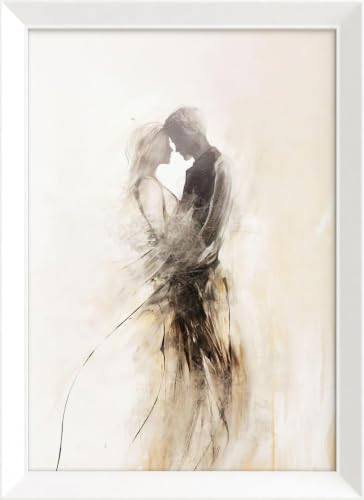 Impression d'art abstrait de couple blanc 40x50 cm pour salon