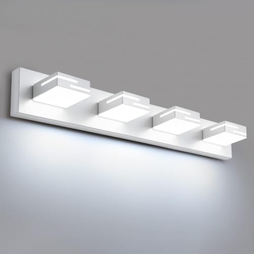 Image of LED Modern Bathroom Vanity Light Fixtures, Dimmable White Vanity Lights for Bathroom Lighting Fixtures Over Mirror, with 360 Rotatable Heads -Light 30-inch (Cool White 6000K)