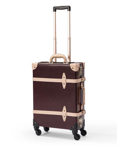 COTRUNKAGE Vintage Suitcase, Leather Carry On Luggage Set for Men and Women, Burgundy2