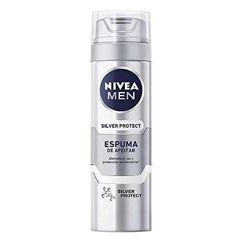 Listado de Espuma . 43 NIVEA MEN Espuma para Afeitar Silver Protect (200 ml) Antibacterial con Iones de Plata, Manzanilla y Pro Vitamina B5 para una afeitada al ras