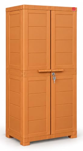 Image of Cello Novelty Big Bookshelf, Sandalwood Brown | 2 Dustproof Doors | Space Saving Cupboard | Plastic Book Shelf | Multipurpose Book Shelf for Home, Office | Book Organizer for Library