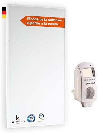 Könighaus Infrared heating – 1000 Watt – Certified ✓ Double Overheat Protection ✓ Heats in 2-4 Minutes ✓ Wall Mounted ✓ With Thermostat