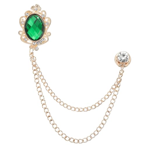 Image of PATIKIL Gem Hanging Chain Brooch Pins, Rhinestone Men's Gem Brooch Suit Pins Lapel Pins for Women Men
