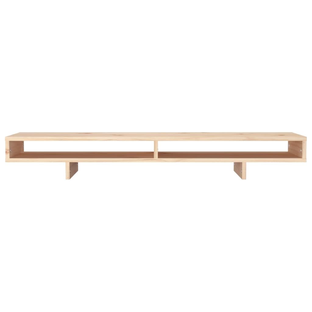 Supporto per monitor in legno di pino massiccio, 100 x 27 x 14 cm, telaio in legno con vano portaoggetti, per monitor, tavolo per laptop, scrivania in piedi per ufficio, home office