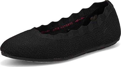 Skechers Women's Cleo 2.0 - Love Spell Scalloped Knit Skimmer Flats with Air-Cooled Memory Foam