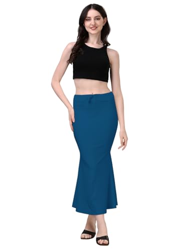 Image of Women's Saree Shapewear Petticoat, Cotton Blend Stretchable Mermaid Skirt, High Waist Tummy Control, Smooth Curve Fit with Adjustable Drawstring