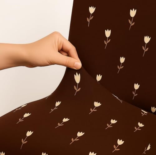 Image of Homerz Premium 6 Seater Dining Table Cloth with 6 Dining Chair Covers,Elastic Fitted Chair Slipcovers, Printed Polycotton Fabric, Table Cloth Size 60x90 inch (Choco Touch)