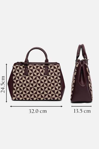 Image of Allen Solly Womens Geometric dark-brown HANDBAG