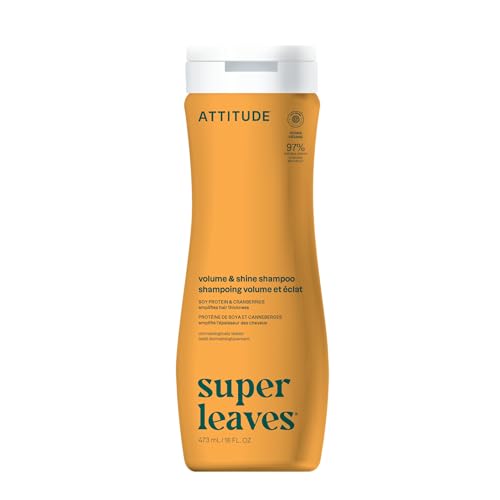 ATTITUDE Champú de volumen y brillo para cabello, verificado por CEE, dermatológicamente probado, ingredientes vegetales y minerales, productos de belleza veganos, proteína de soja y arándanos, 473 ml