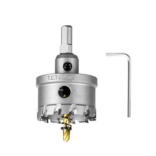 Image of SALI 1-7 /8 inch (48mm) TCT Hole Saw Kit Tungsten Carbide Tipped Hole Saw Drill Bit with Titanium-Plated Pilot Drill bit for Metal, Stainless Steel, Iron, Wood, Plastic