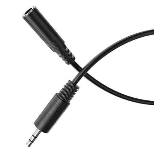 HDSupply Cavo di prolunga Aux, prolunga cavo jack da 2,00 m, jack stereo da 3,5 mm audio, cavo audio per cuffie, soundbar, TV, auto, radio, nero