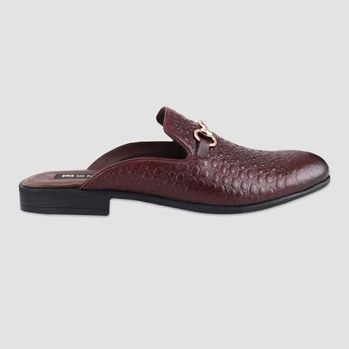 Image of Ezok Men's Leather Casual Mule Loafers | Stylish Slip-On Back Open Shoes for Party, Office & Casual Wear