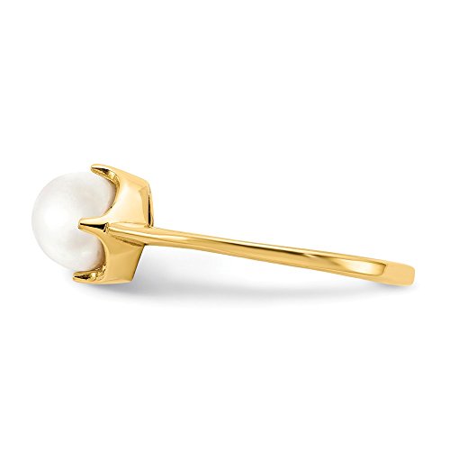 Solid 14k Yellow Gold 6.5mm Freshwater Cultured Pearl Ring Band3