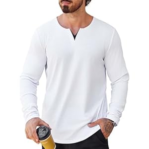 Mancozy Mens T Shirts Casual Fashion Longline V-Ne...