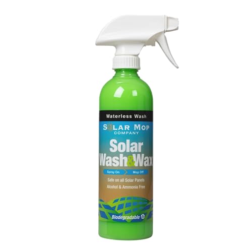 Solar Wash & Wax 16oz Wet or Waterless Solution for Solar Panels - Leaves a Wax Coating with Self...