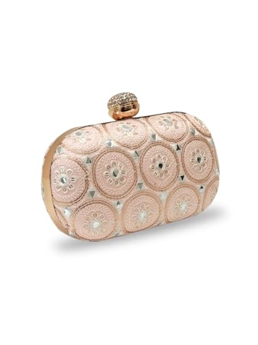 Image of THE TAN CLAN Inaara Oval Clutch for women Purses Luxury Evening Handbags for ladies with Detachable Handle